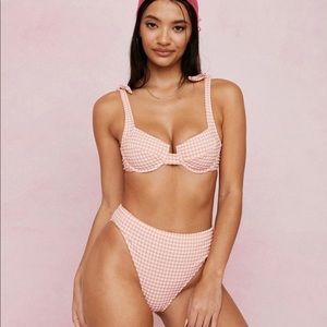 NWT🤍 Pink/peach gingham print bikini